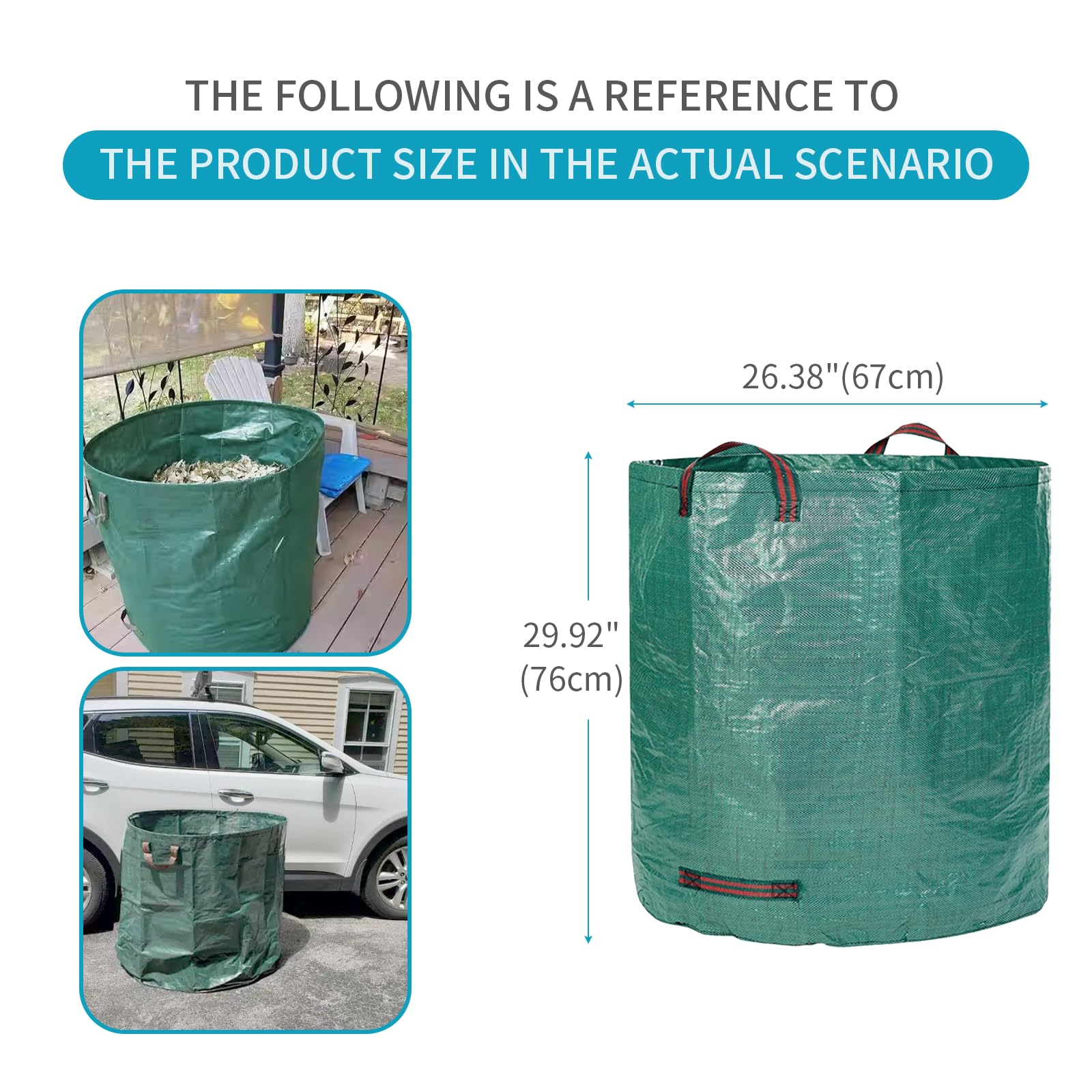 NATUREZA reusable yard waste bags,3 pack 72 Gallons leaf bags,Heavy Duty Garden Bags,Storage Bag,Patio Bag,Laundry Container,lawn and leaf bags