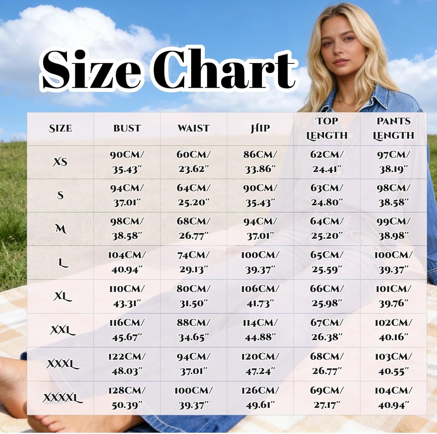 Denim Dreams Pajama Set, Denim Print Technique, Soft Stretchy Fabric-Comfortable Wide-Leg Pants, Button-Down Top - Image 4