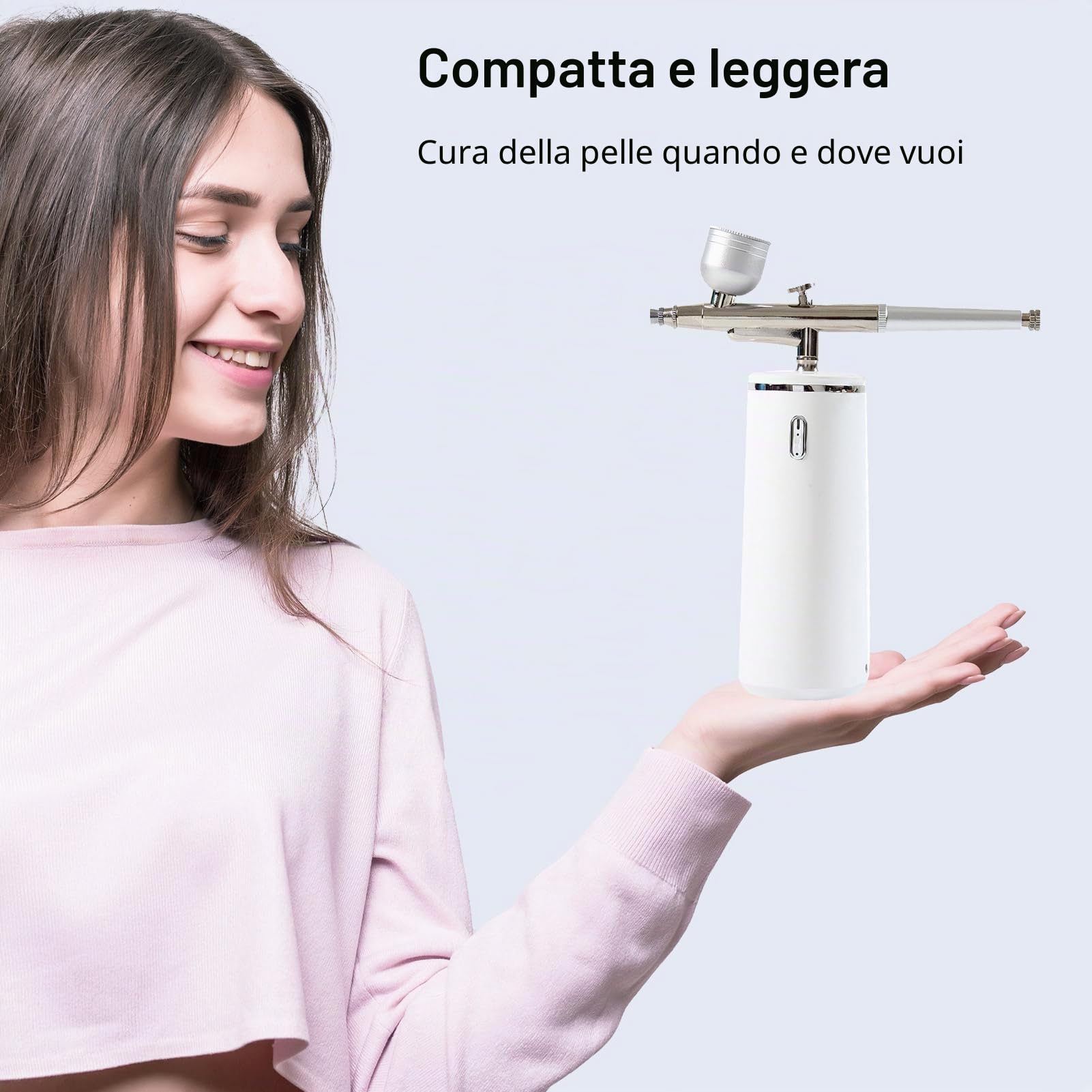 Microtree Spruzzatore di ossigeno per acqua per la pelle del viso, spray ad alta pressione, umidificatore portatile e ricaricabile, 0,3 mm nano vapore facciale