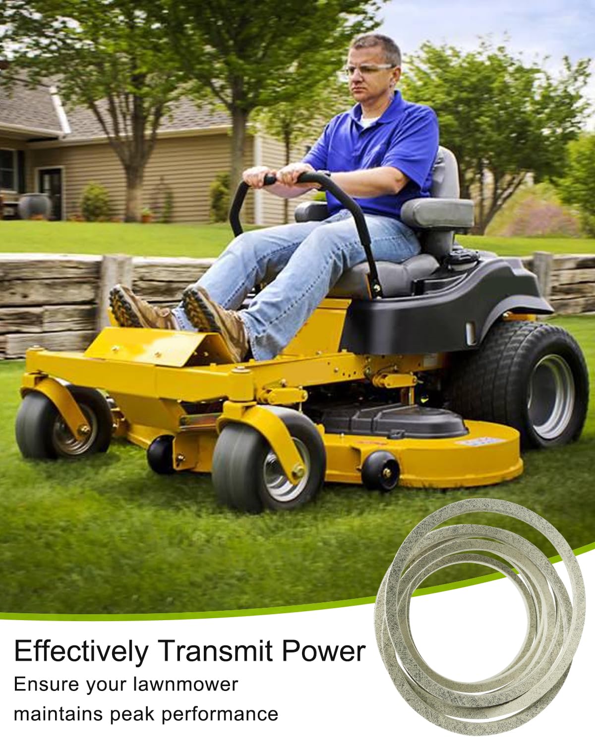 Correa de cubierta de 5/8 x 153 1/2 pulgadas para cortacésped Hustler 604711 Rapture SD XD SDX 60 pulgadas Worldlawn 5201008 Grasshopper 382097 Zero Turn Lawn Mower, correa trapezoidal