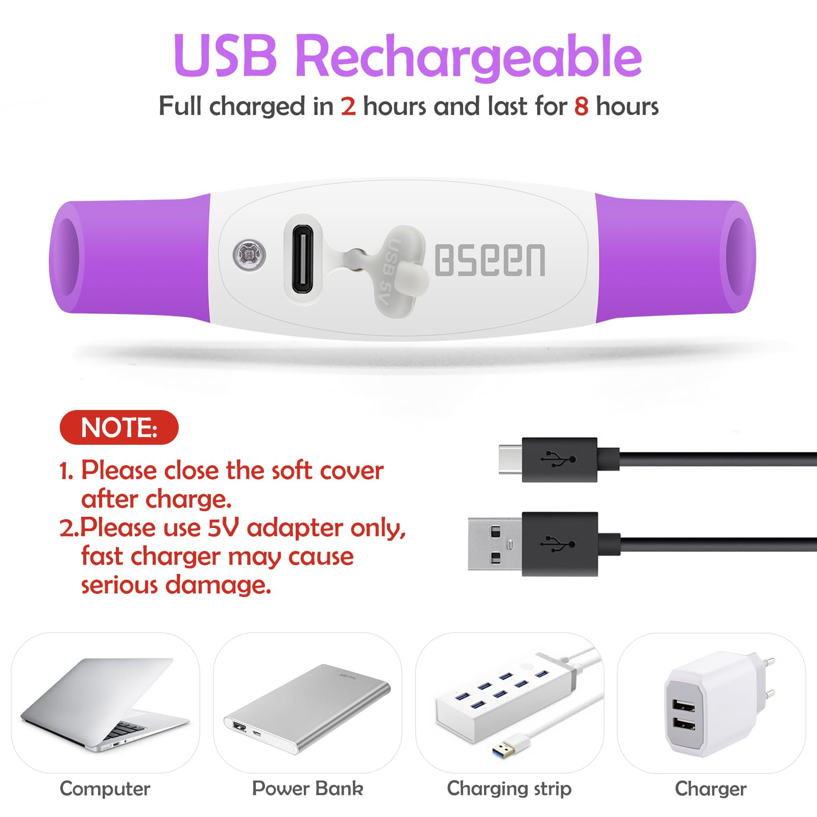 BSEEN - Collare luminoso per cani, ricaricabile tramite USB, con flash, collare di sicurezza per animali domestici, rende i tuoi amati cani visibili di notte per cani di taglia piccola, media e grande