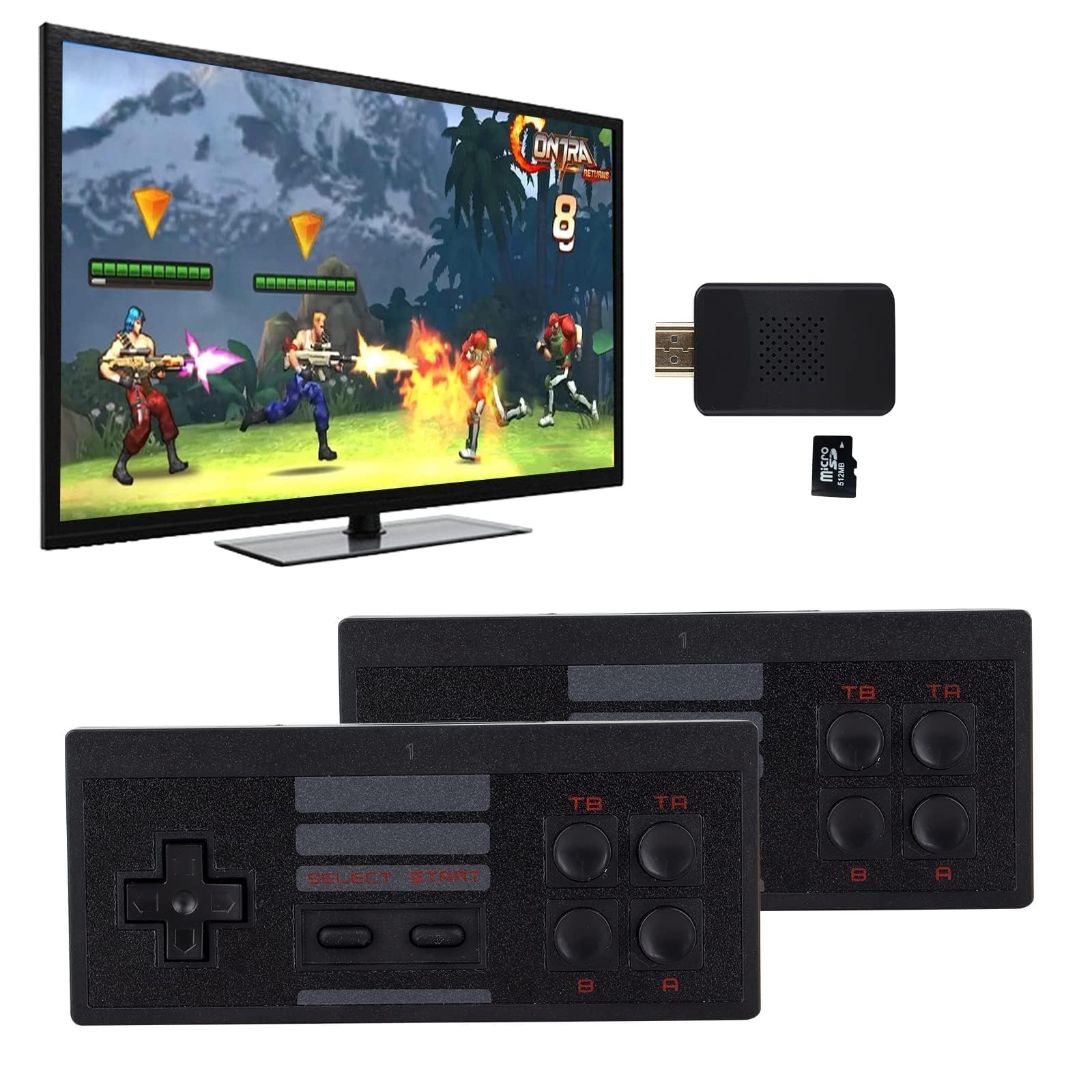 Wireless Mini Retro Game Console, 1500 Classic Games Handheld Classic Video Games Console Portable Gaming Device Compact Gaming Console with 2 Wireless Controllers for Family Fun Entertainment