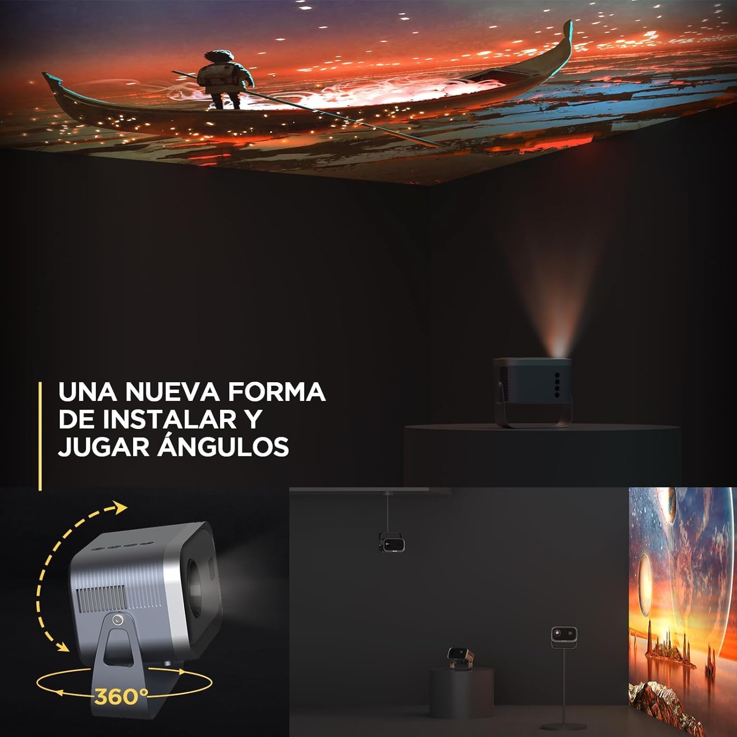 Jimveo E18 Projector, 12000L 1080P, WiFi 6, Bluetooth, HDMI, USB