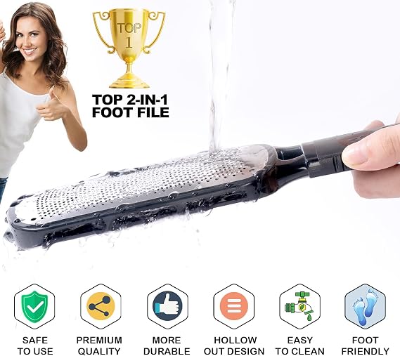 Antonki 2-in-1 Foot File Scrubber Feet Rasp for Dead Skin, Callus, Corn