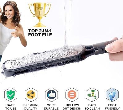 Antonki 2-in-1 Foot File Scrubber Feet Rasp for Dead Skin, Callus, Corn