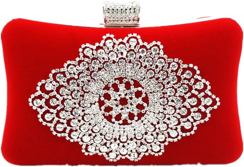Shiratori Suede Clutch Purses for Women Rhinestone Crystal Clutch Bag
