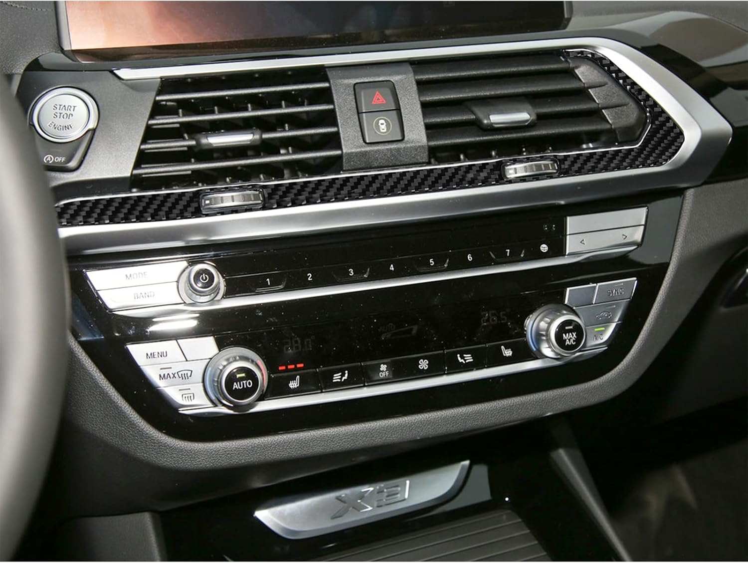 Compatible with Carbon Fiber Central Control Air Conditioner Outlet Frame Panel Air Vent Outlet Frame Trim Cover Interior Stickers for BMW X3 G01 G08 2018 2019 2020 2021 (3PCS Black)