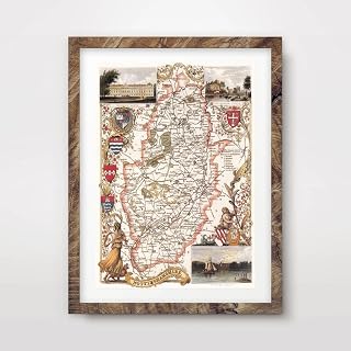 NOTTINGHAMSHIRE COUNTY VINTAGE MAP ART PRINT POSTER Britain British UK Antique Historical Home Decor Wall Picture A4 A3 A2 (10 Sizes)