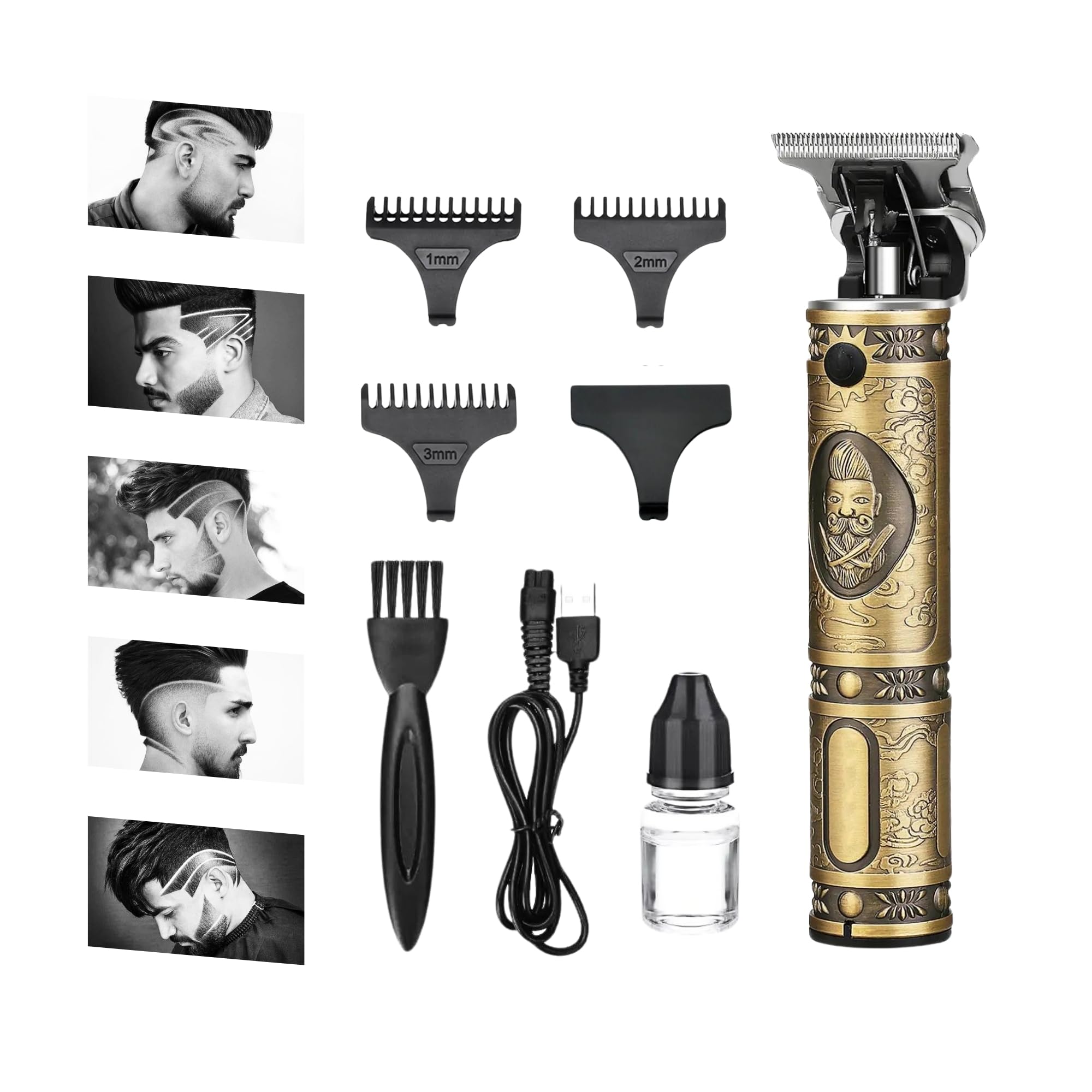 Hair Clippers for Men Professional Kit - Portable Cordless Clippers for Men w/ 7hrs Run Time - Ideal Mens Grooming Kit w/Low Noise Function - Rechargeable Beard Trimmer & Haircut Machine (Bronze)