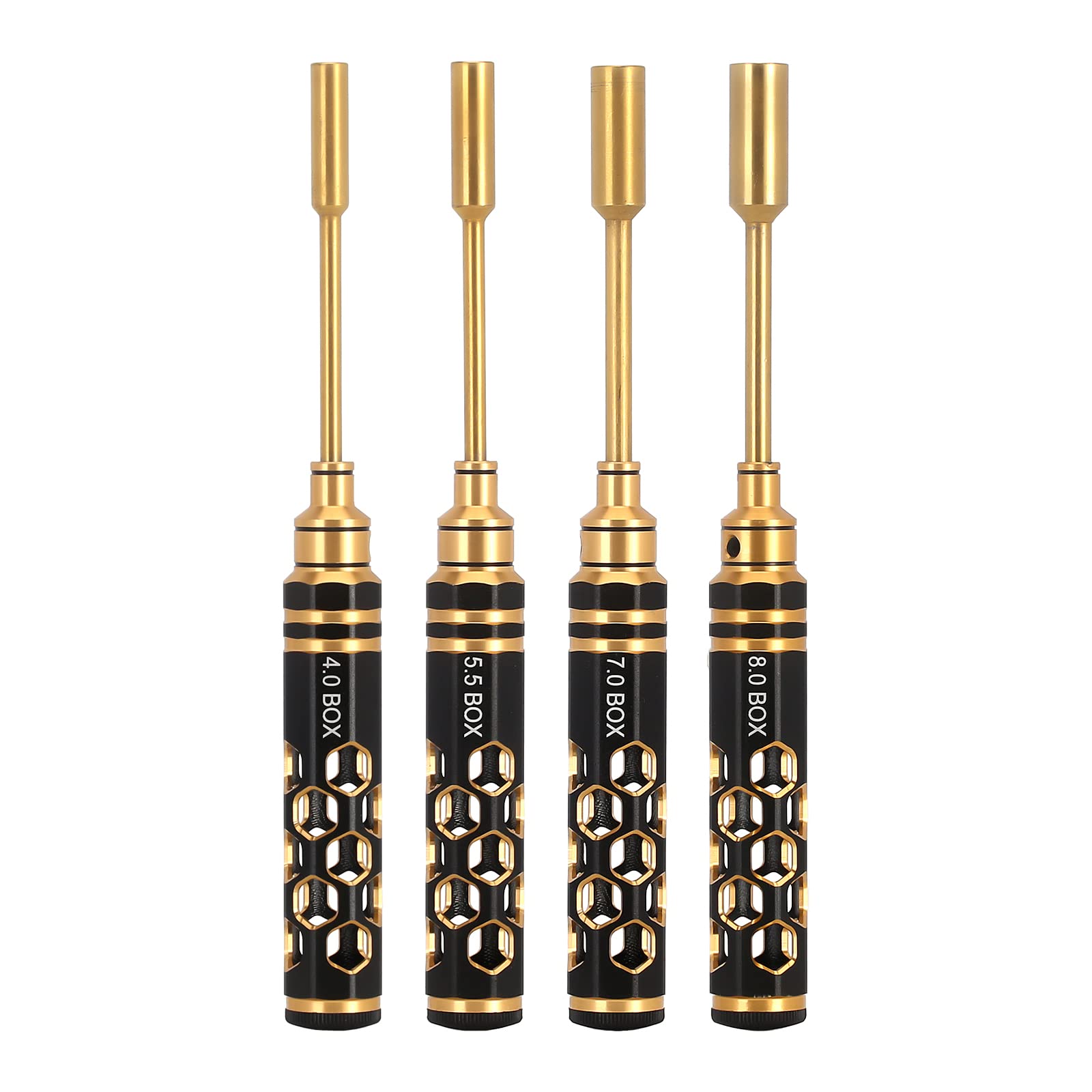 INJORA 4 PCs RC Hex Nut Screw Driver Set, 4.0 mm 5.5 mm 7.0 mm 8.0 mm Hexagon Head Nut Screwdriver Wrenches, Socket Driver, RC Car Repair Tool Kit for