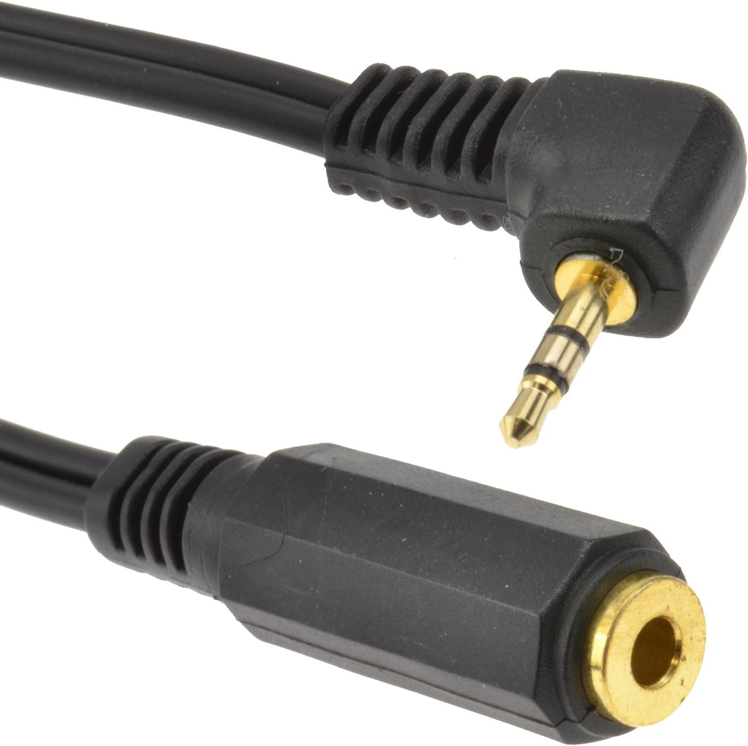 kenable Gold 2.5mm Right Angled Stereo Jack to 3.5mm Jack Socket Audio Adapter Cable
