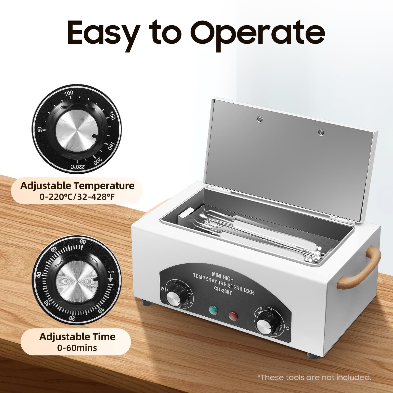Stérilisateur Électrique 300W 50‑220°C Autoclave Stérilisation Bocaux Outils Onglerie Coiffure Avec Minuteur 0‑60min Capacité 2L Pour Matériel Esthétique Barbicide
