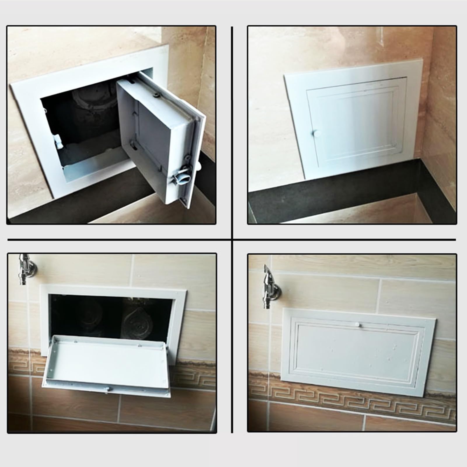 Trampilla Pladur Puerta De Panel De Inspección De Baño Blanca con Cerradura, Tapa De Orificio De Acceso para Cables Tubería Pequeña Aluminio para Paneles Yeso(WxH 30x60cm/11.8xx23.6in)