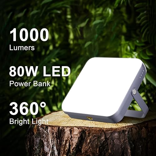 Miniatura 4 de Linterna LED recargable para campamento, batería externa de 10000 mAh, 4 modos de luz de 1000 lúmenes, luces impermeables IPX5, luz de tienda de