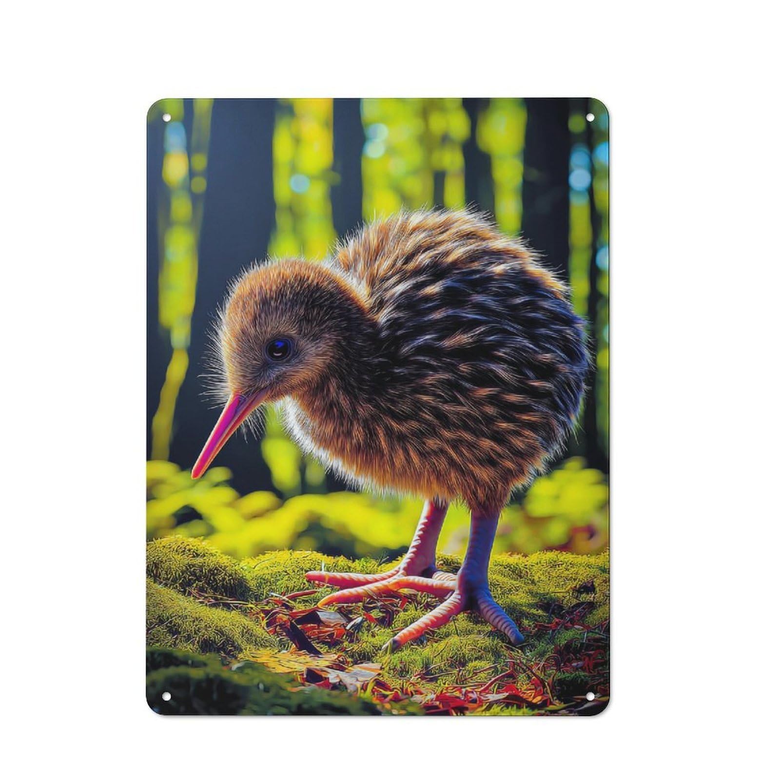 Junmoney Kiwi Chick In Forest Printed Metal Sign 40X30cm For Lounge Or Reading Corner, For Vintage Wall Decor Fans, For Themed Room Decoration