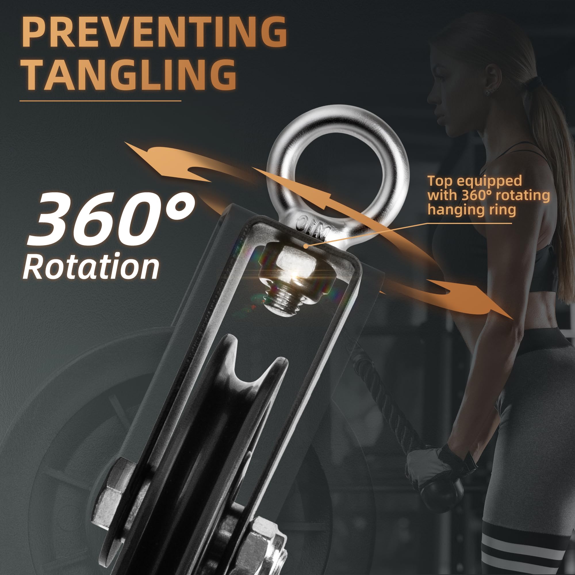 2 Set 88mm Carrucola Puleggia Palestra in Nylon,Orso 150kg,Universale Cuscinetto Cavo Puleggia con Staffa di Fissaggio a U,Moschettoni,Cinghie di Sospensione per Sollevamento,Attrezzatura Palestra