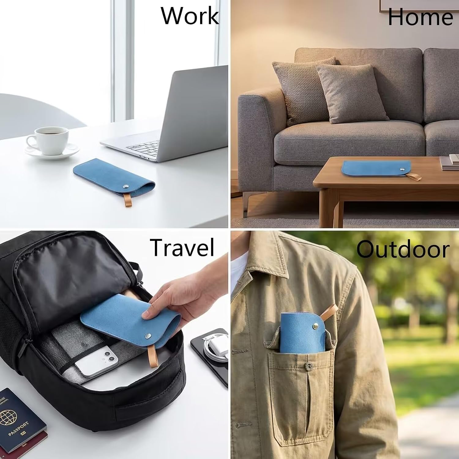 Eyekepper Glasses Case with Snap, Soft Microfiber Pouch, 2pcs Blue