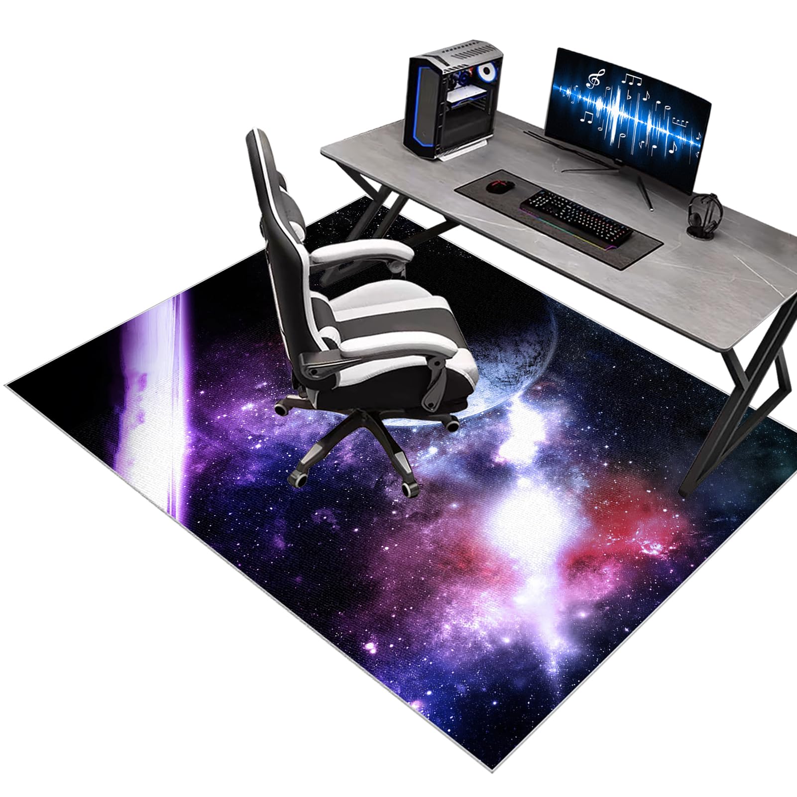 KQIEJUY Gaming Chair Mats for Carpeted Floors, Office Chair Mat for Hardwood Floor, Computer Rolling Chair Mat Hard Floor for Home and Office, Machine Washable Desk Floor Protector Rug 80 x 130 cm