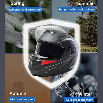 Adult Bluetooth Motorcycle Helmet, ECE Approved Modular Full Face Design, Dual Sun Visor, Integrated Motocross Crash Protection, for Scooters and Mopeds