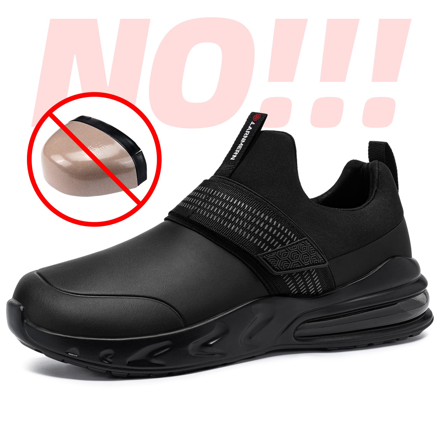 LARNMERN Zapatos de Trabajo Antideslizante SRC Impermeable Chef sin Puntera