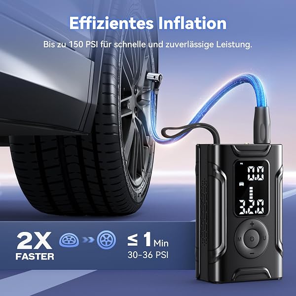 Eine kompakte und leistungsstarke kabellose elektrische Luftpumpe von Dunifah.