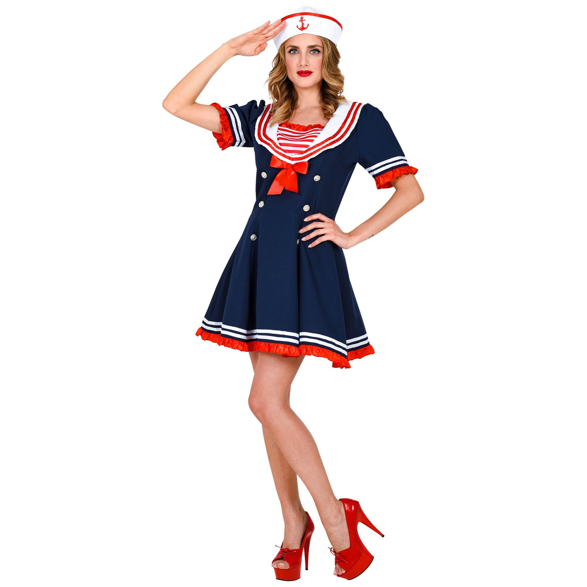 W WIDMANN MILANO Party Fashion - Sailor Costume for Women, Ships, Navigation, Sea, Captains, Carnival, Theme Parties, Size L, Blue