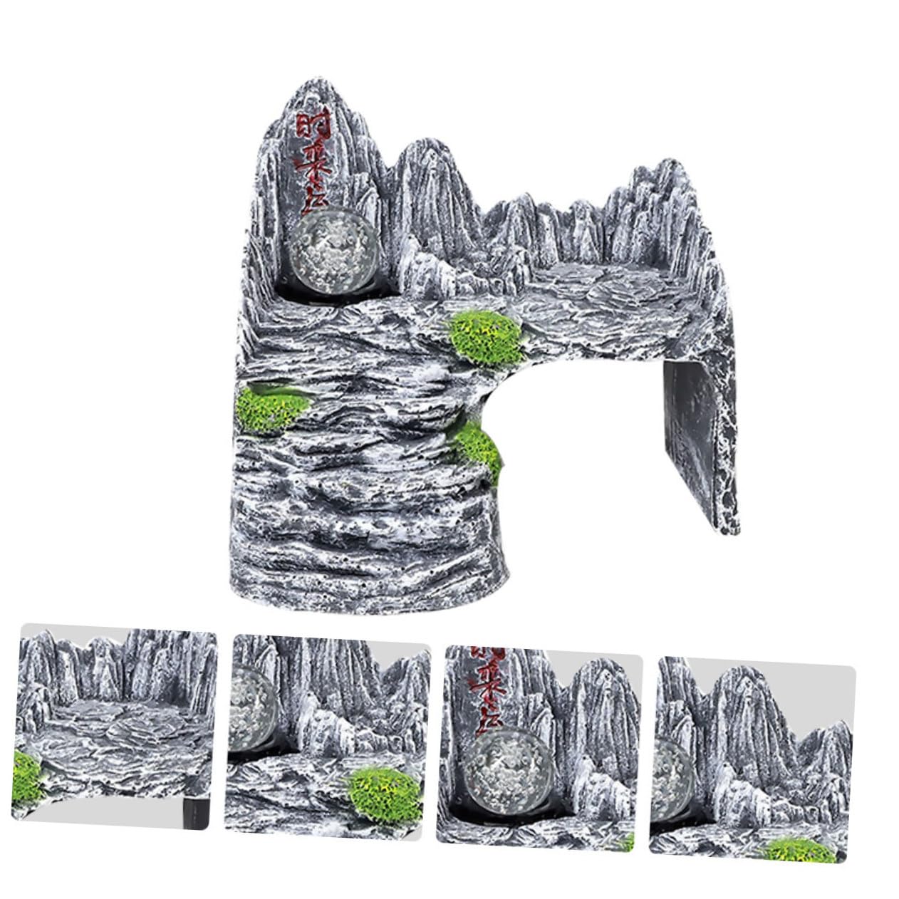 Housoutil Plateforme Inclinée en Résine pour Tortues Reptiles, Décoration Aquarium Facile à Nettoyer Cachette Intégrée, pour Habitat Créatif et Accessoire Aquarium