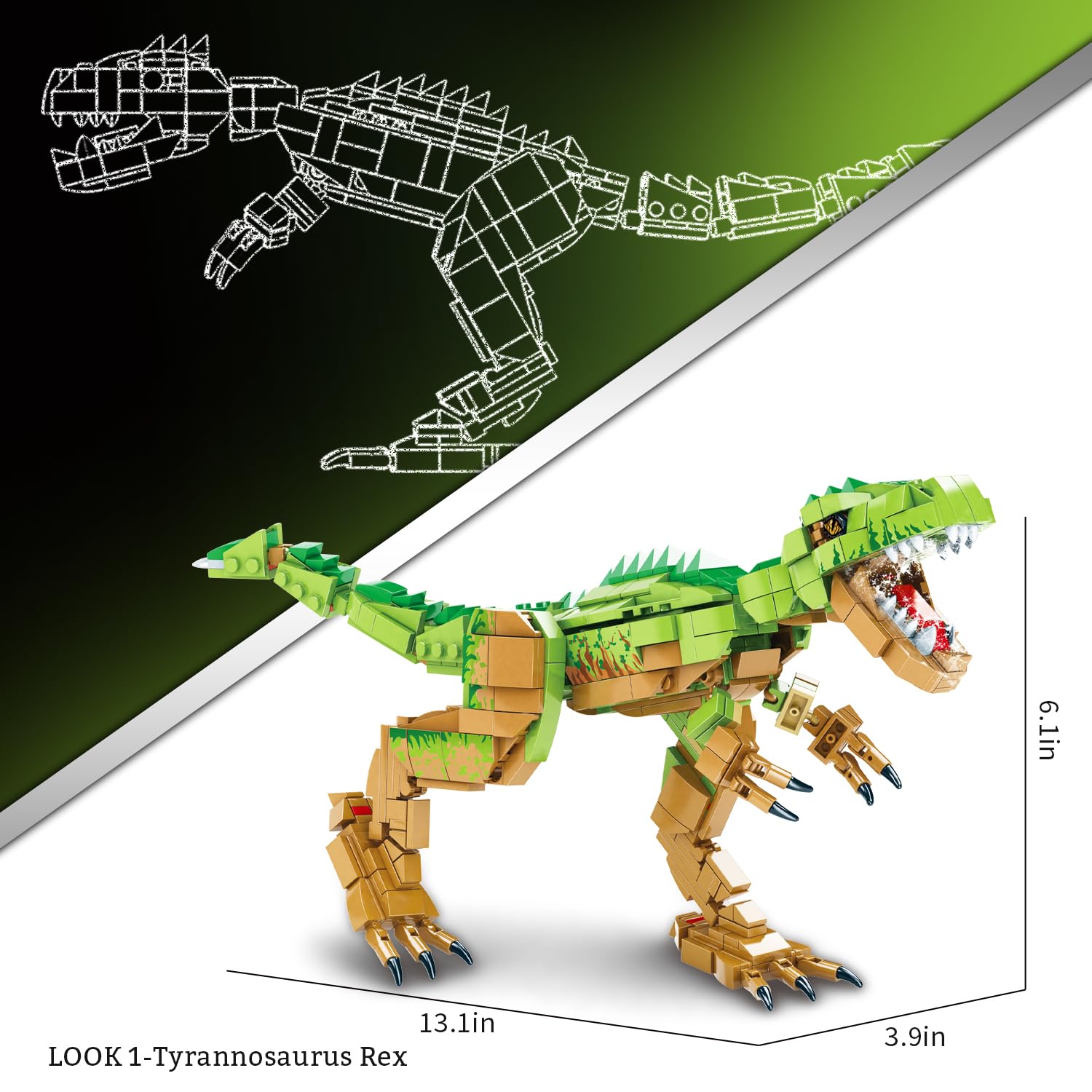 Amazon.co.jp: Mkmimo 3イン1恐竜ビルディングブロックおもちゃセット