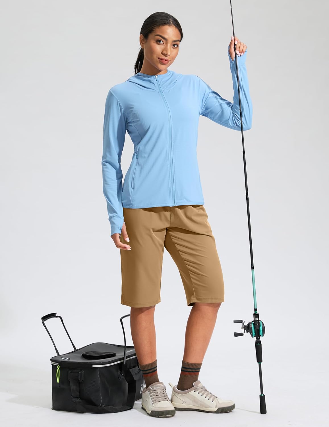 G Gradual Women's 13" Long Hiking Shorts with Zipper Pocket Lightweight Quick Dry Knee Length Bermuda Shorts for Women - Image 7