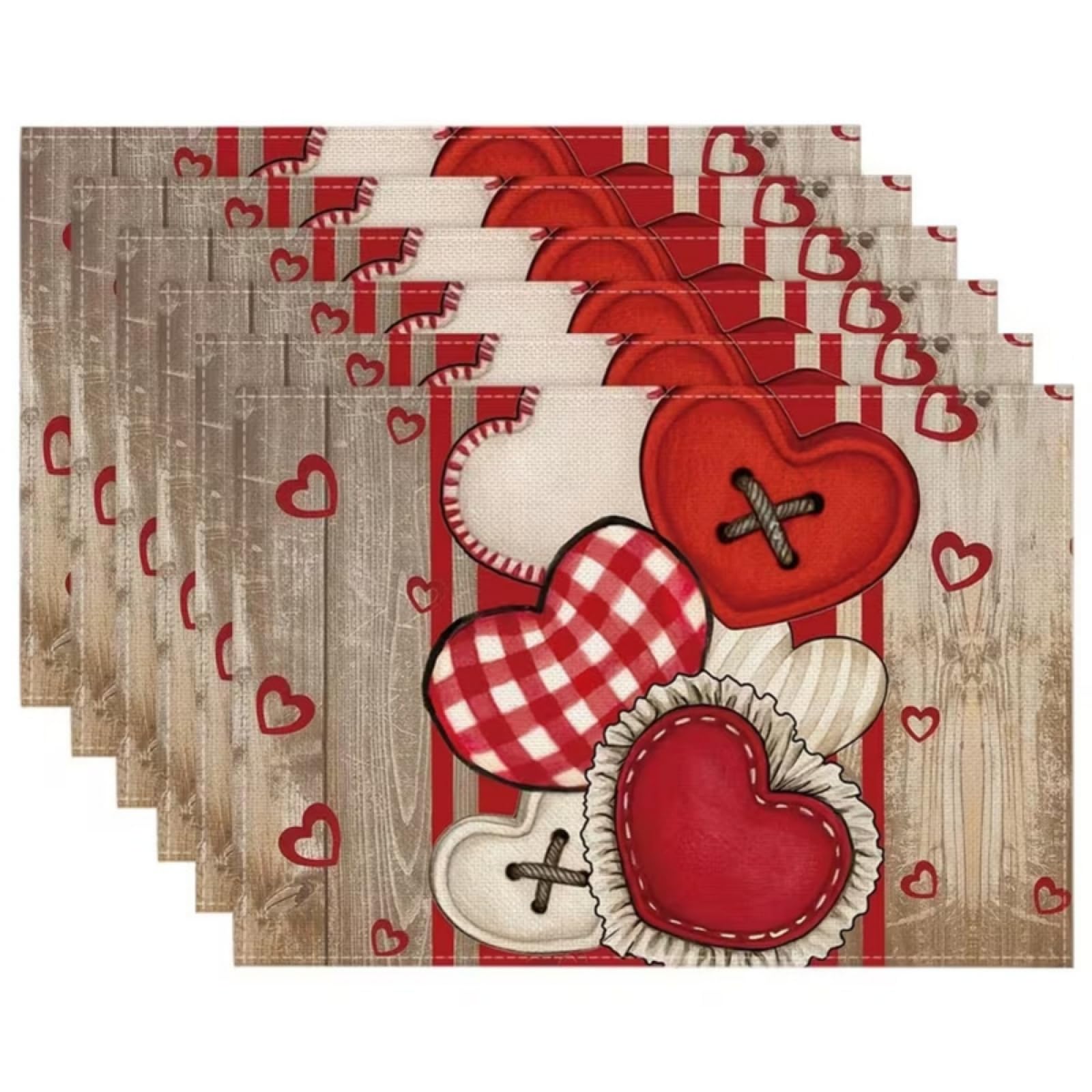 Tischsets Abwaschbar Rot und Weiß Hitzebeständig Tischset rutschfest 6 Stück Platzset 45x30cm,platzdeckchen PVC Abgrifffeste Platzsets für Hause Küche Restaurant und Hotel