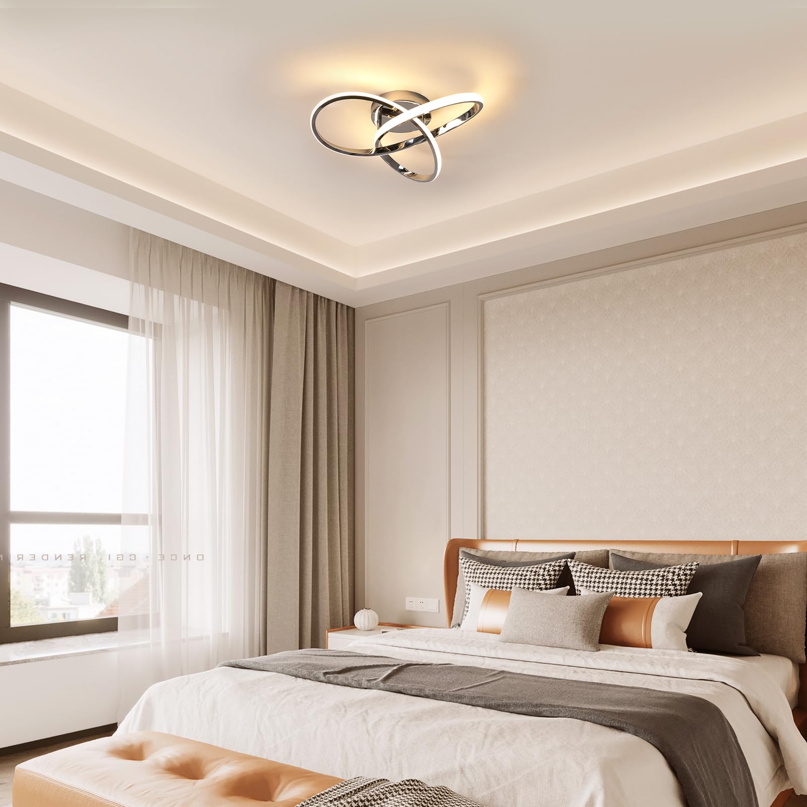 Comely 36W LED Deckenleuchte Dimmbar Mit Fernbedienung, Moderne Chrom Φ40cm | 3000K-6500K, Speicherfunktion, 40CM LED Deckenbeleuchtung für Wohnzimmer Esszimmer Kinderzimmer
