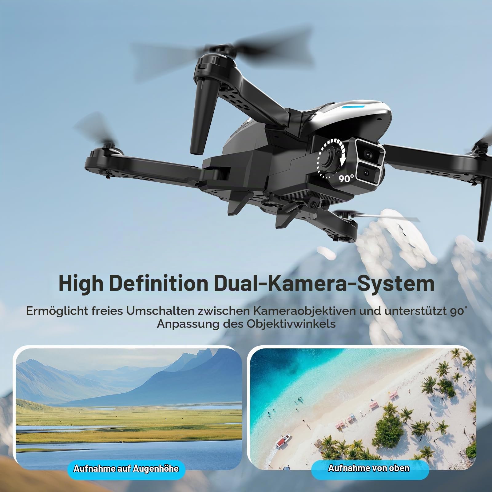 Drohne mit Kamera 4K, Mini Drohne mit Heckspritze, RC Quadcopter für Einsteiger Drohnen für Erwachsene, 360° Flip, Headless Mode, Optische Flusspositionierung, Outdoor Spielzeug Geschenk für Jungen
