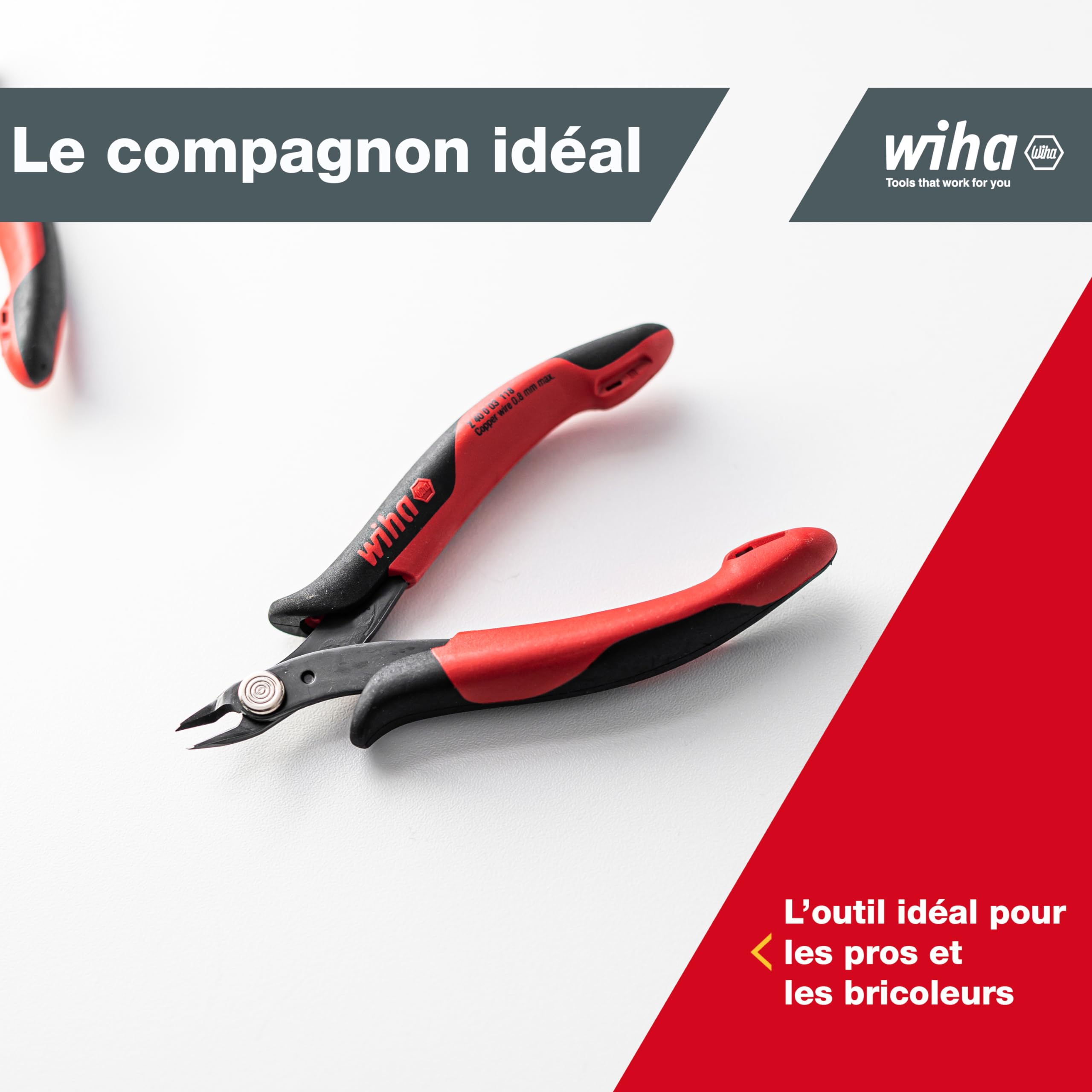 Wiha Pince coupante de précision électronique avec tête pointue sans flanc 130 mm (26812)