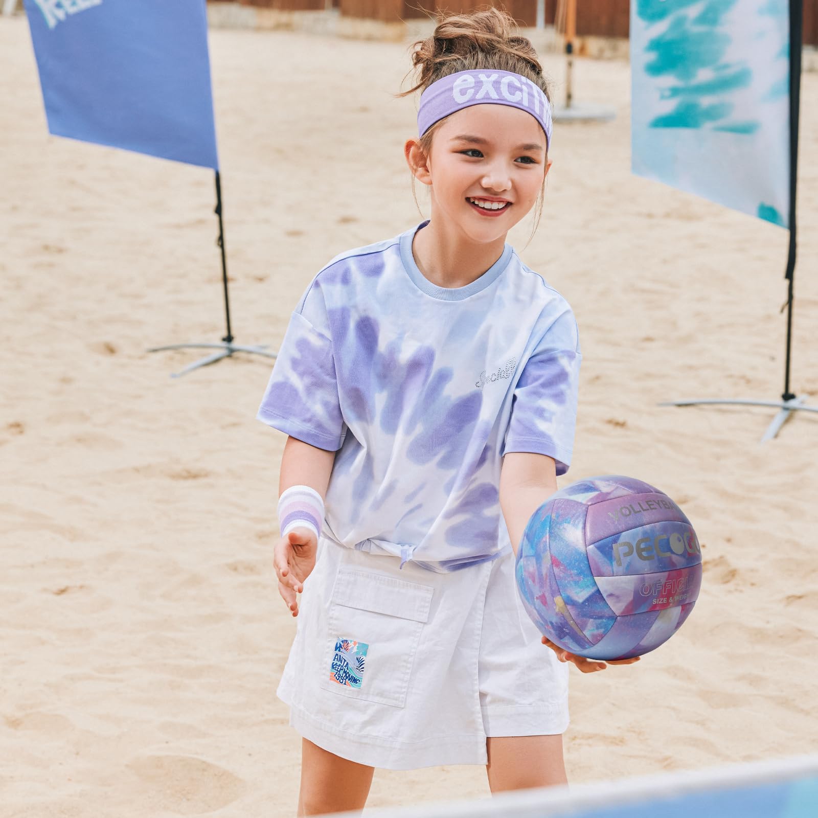 Volleyball aus weichem Kunstleder für innen und außen Lila Größe 5
