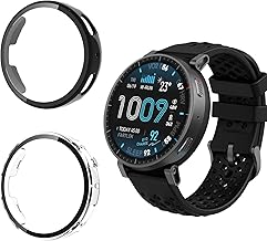 Funda Compatible con Amazfit Active MAX, Carcasa Protector Duro PC Marco con Cristal Templado Protector de Pantalla Anti-Choque Parachoques Anti-Arañazos Case Cover - Transparente&Negro