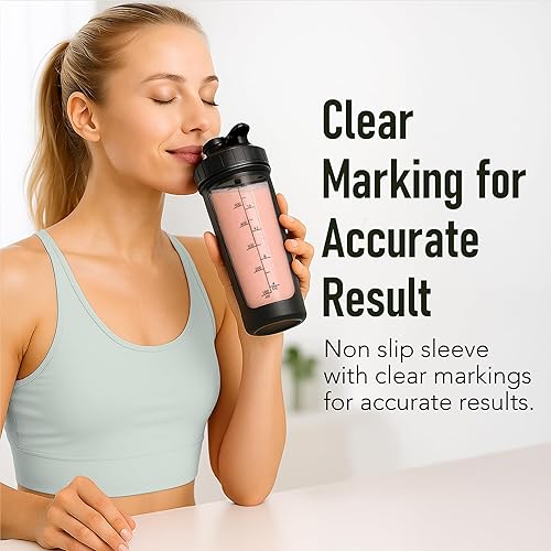 Miniatura 6 de Botella agitadora de vidrio para proteínas, inodora, sin BPA, a prueba de fugas, 20 onzas, ideal para fitness, batido y licuados de leche