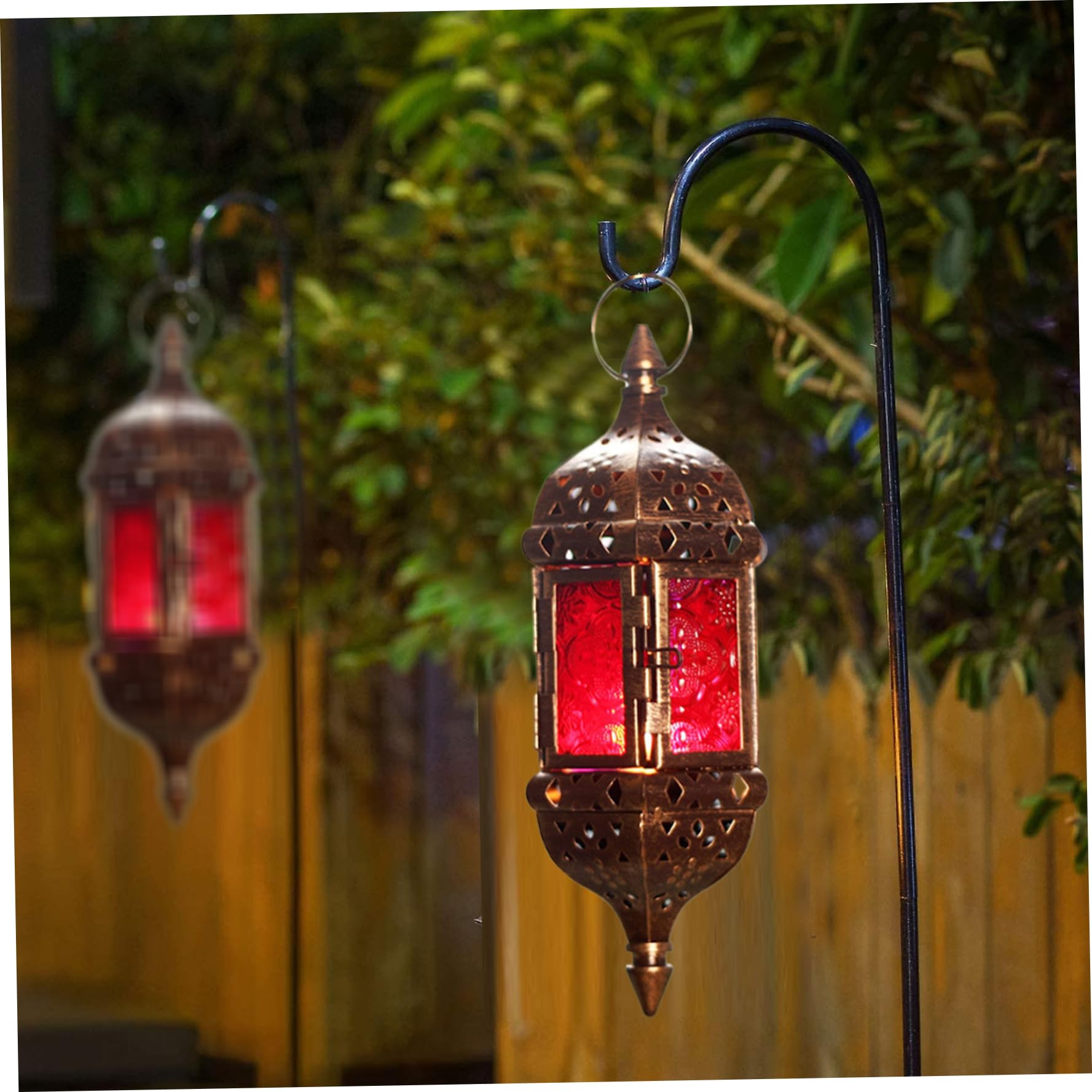 Linternas de Vela colcanas, 2 Piezas de luz de té de Metal, Linterna marroquí para Sala de Estar Balcón Patio Halloween Decoraciones navideñas