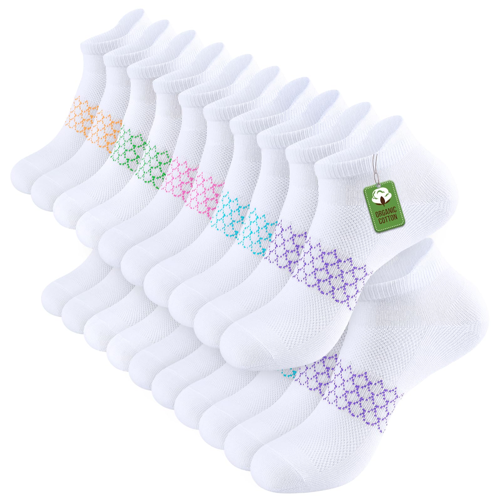 10 Pairs Womens Ankle Socks Cotton Athletic Casual Low Cut Socks for Women With Tab