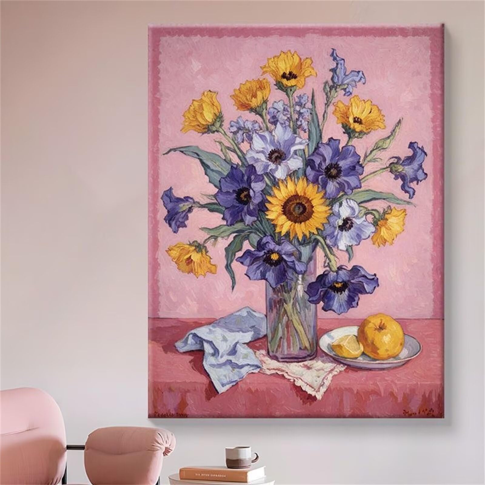 Malarstwo cyfrowe w stylu retro dla dzieci z ramą 90 x 120 cm, malowanie słonecznika według numerów dla dzieci i początkujących, zestaw do samodzielnego wykonania, kreatywny wypoczynek dla dorosłych i