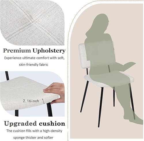 Miniatura 6 de Homy Casa Juego de 4 sillas de comedor, modernas sillas de tela compacta de mediados de siglo para el hogar, cocina, comedor, asientos acolchados