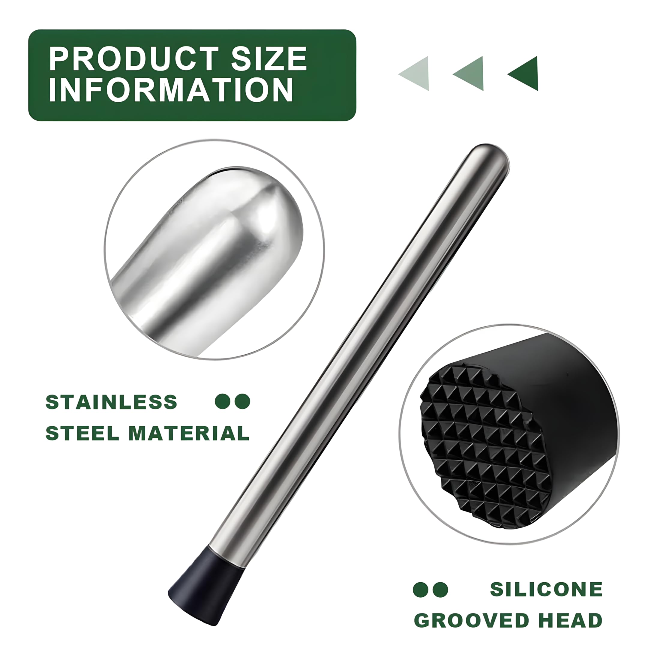 Ice Crusher Barware Cocktail Muddler,Cocktail Stirrer, Stainless Steel Stirrer, Lime Press Masher, Lime Hand Masher - Image 4