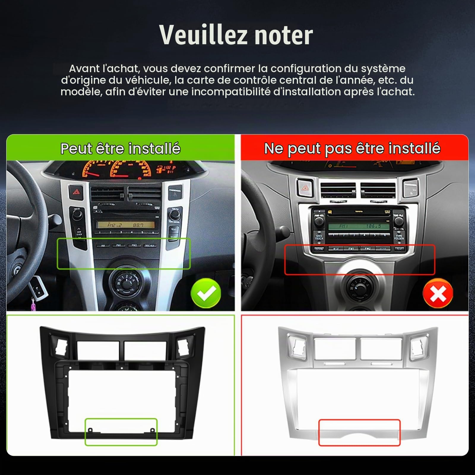 4+128G Autoradio avec CarPlay Android Auto pour Toyota Yaris 2006-2011