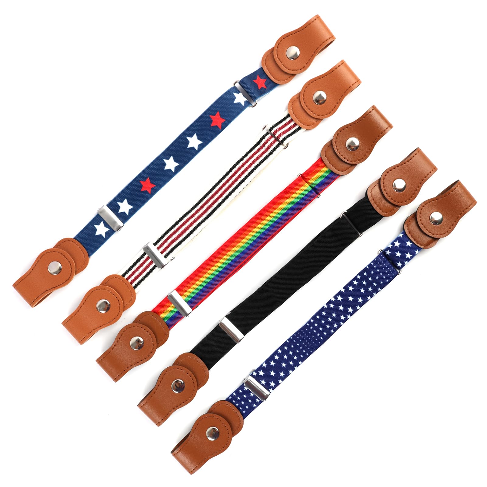 Cinturón elástico para niños ajustable 35-48 cm 5 piezas sin hebilla