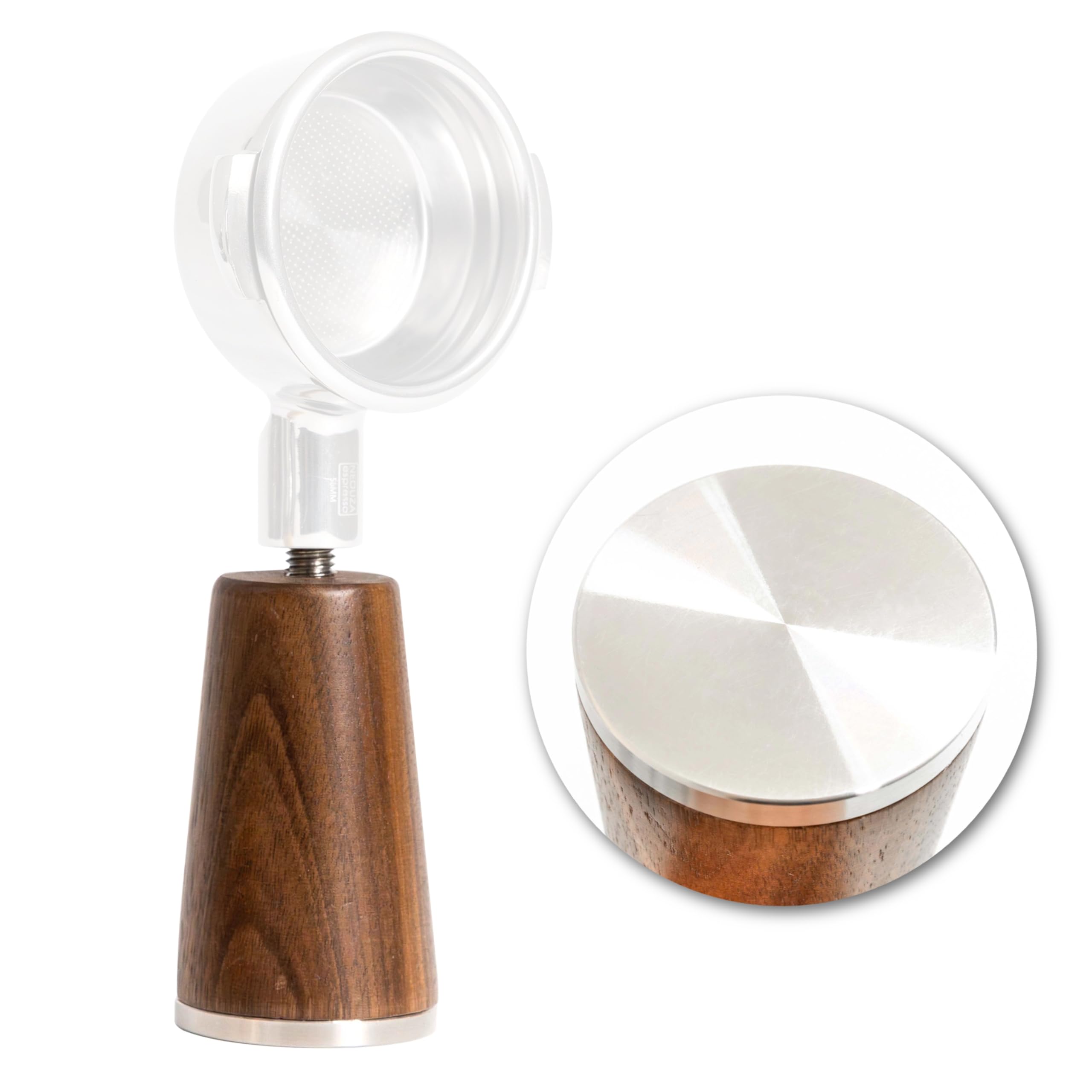NEOUZA M10 Self-Standing Wooden Handle for Espresso Machine Portafilter, Coffee Maker Accessories (Walnut, Dark)
