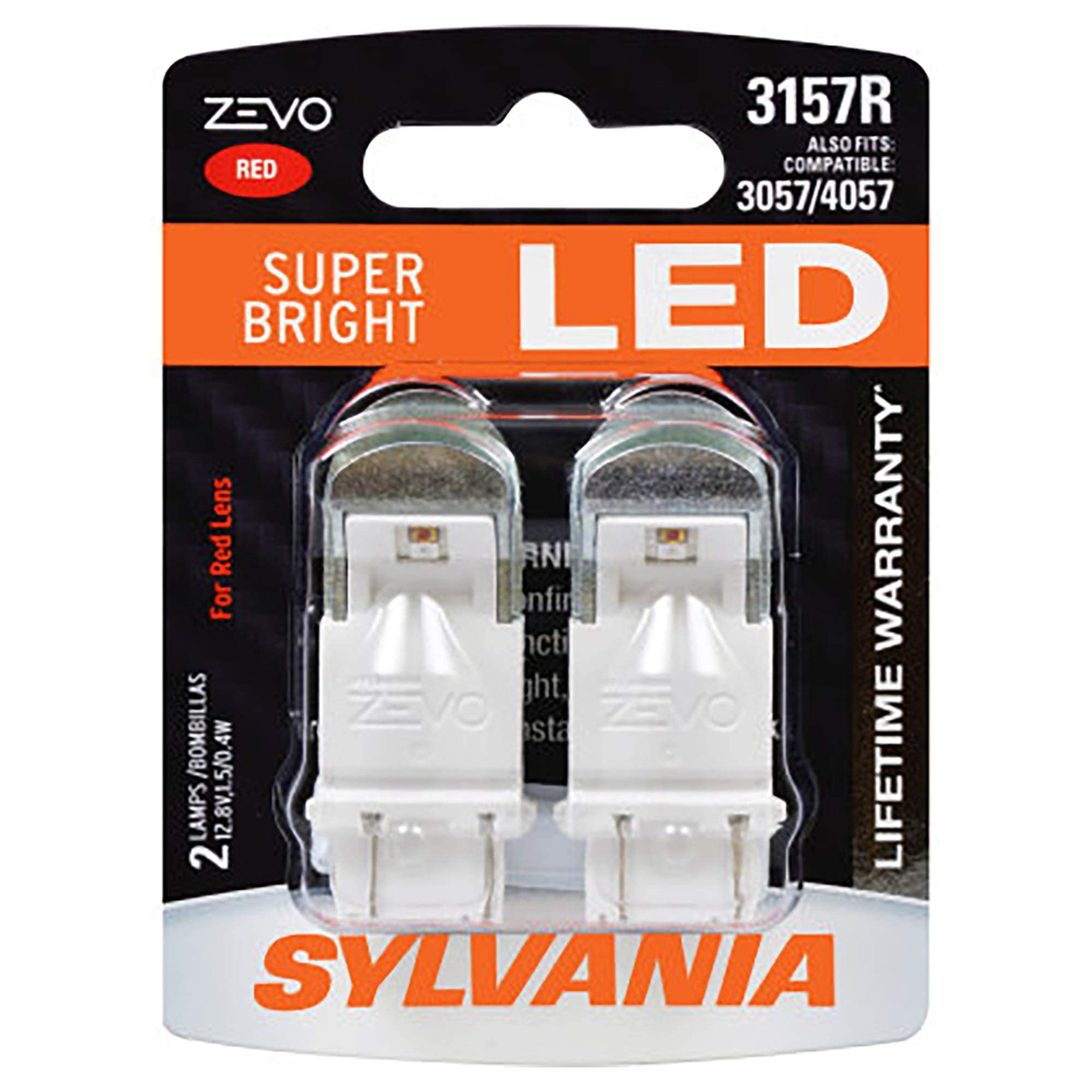 SYLVANIA - 3157 ZEVO LED Red Bulb - Bright LED Bulb, Ideal for Stop and Tail Lights (Contains 2 Bulbs)