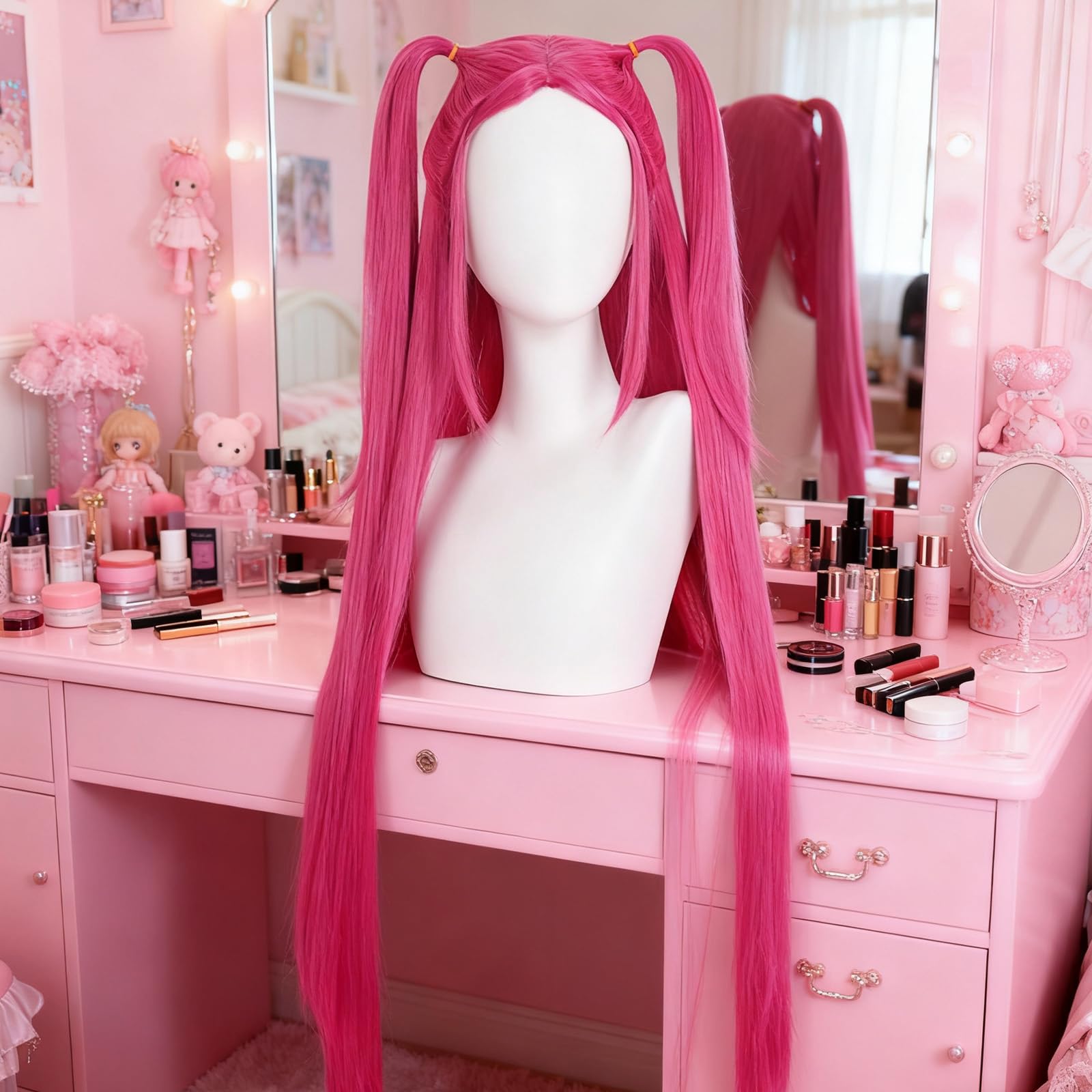 Perruque Miira Huntters, Miira Perruque Pour Les Fans, Cheveux Longs Droits Wig, pour Halloween et Carnaval (B)