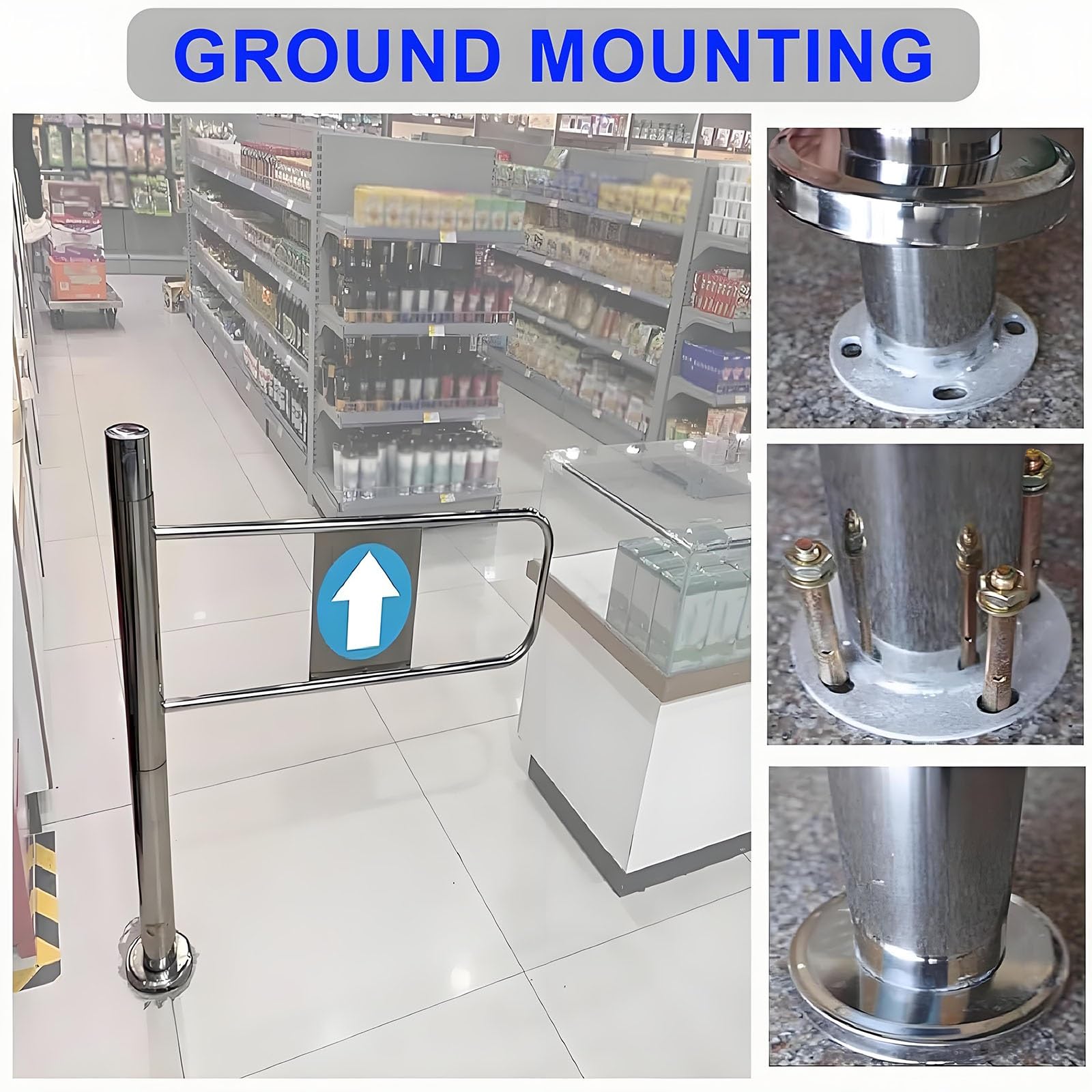 Supermarket Spring Safety Brama wahadłowa, samozamykająca się drzwi wejściowe ze stali nierdzewnej, trwała bariera bezpieczeństwa do namiotu, prawo 70 x 100 cm