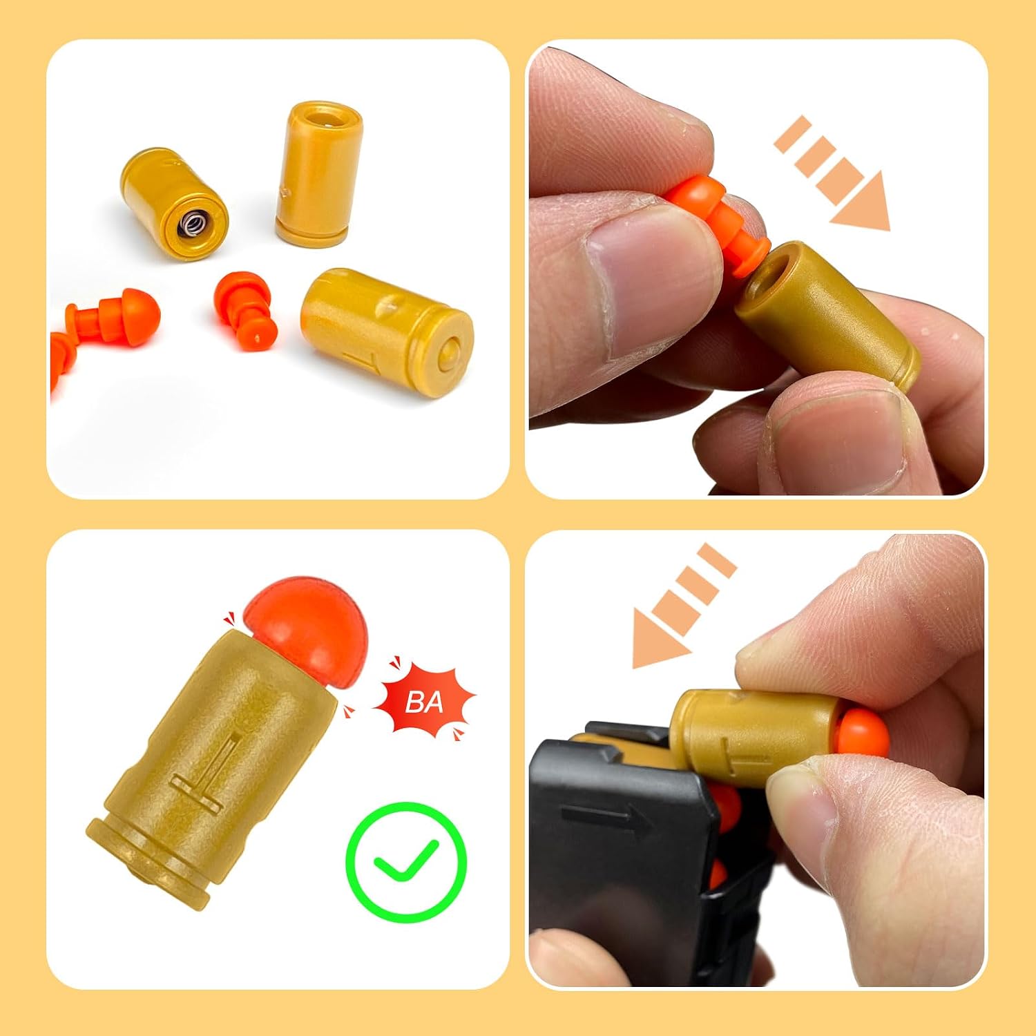 Soft Bullets Refill Pack for Semi Automatic Shell Ejecting Toy Pistol, 100 Bullets and 12 Shells, Ammo Kit Toy Gun Accessories