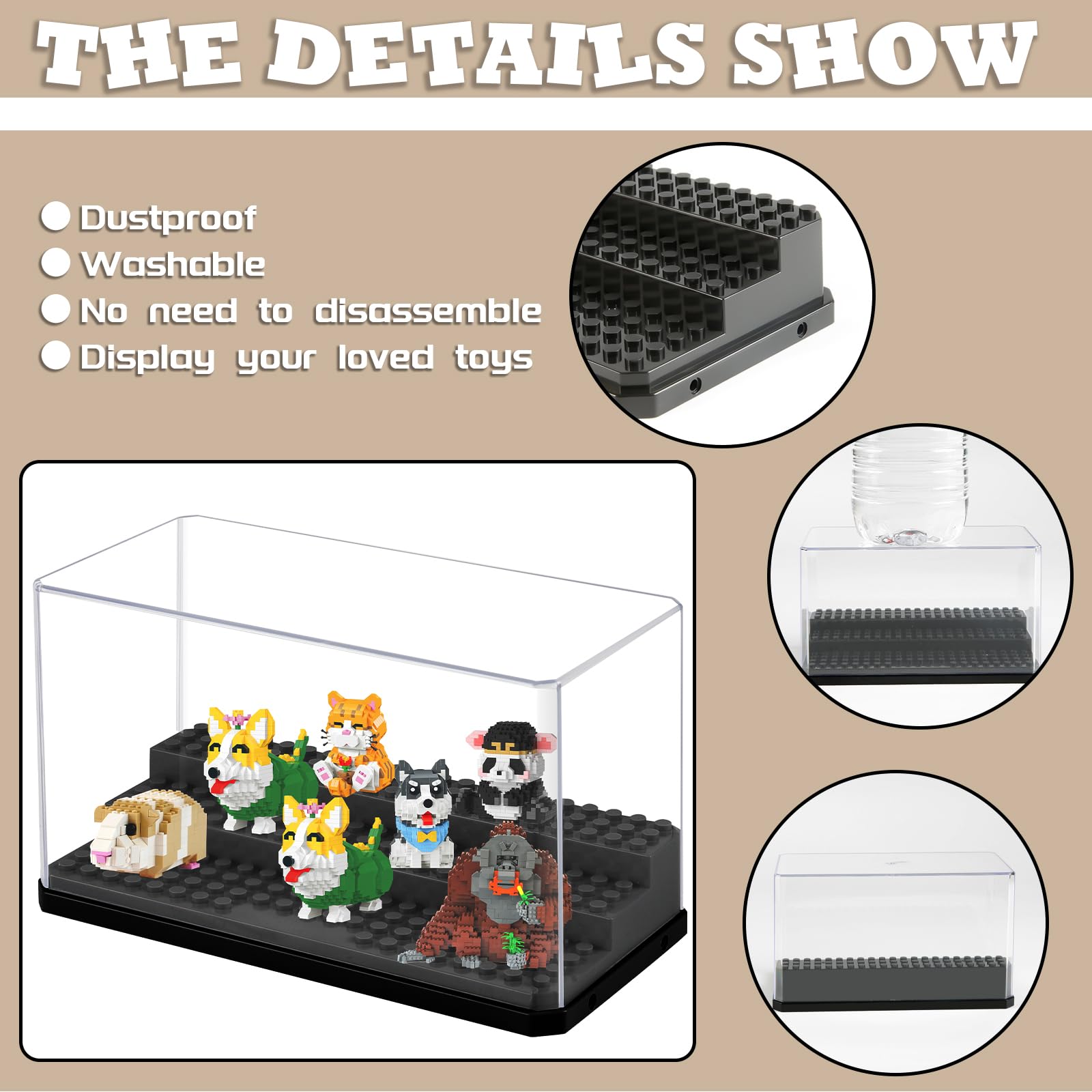 Vitrine en acrylique très transparente pour figurines d'action, vitrine pour souvenirs, œuvres d'art, jouets, boîtes de Protection contre la poussière  15