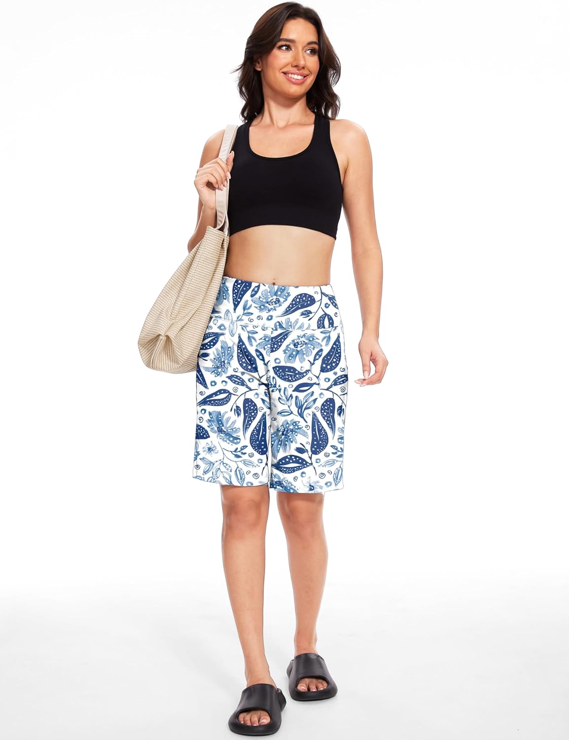 Blouty Women's 9" Bermuda Long Shorts Knee Length with Pockets High Waisted Shorts for Women Lounge Walking Athletic - Image 6